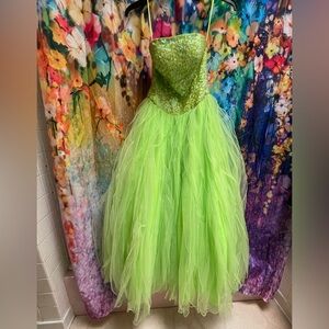 Size 2 Lime Green Sequin & Tulle Prom Dress
